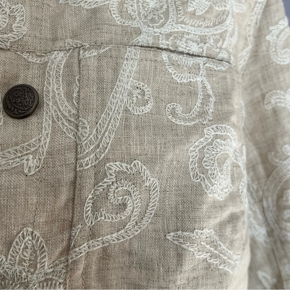 🔥Host Pick🔥Carole Little 100% linen embroidered button down jacket - Picture 6 of 13